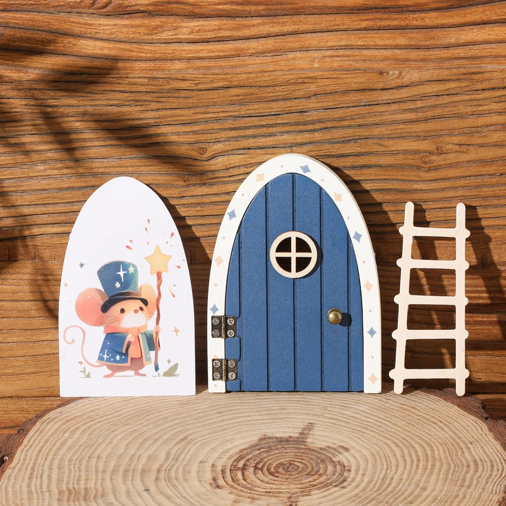 Dollhouse Mini Home Decorations Wood Fairy Elf Door Baby Room Wall Decoration Craft Ornaments Commemorative Tooth Box Baby Gift