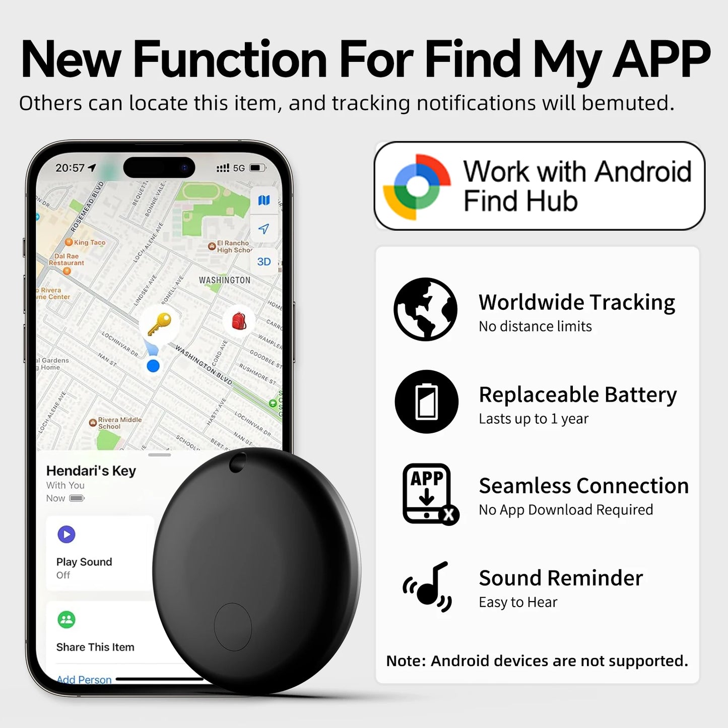 Smart GPS Tracker Works With google find my device tracker Pet Kids Luggage Key Tracking Global Accurate Positioning Bluetooth