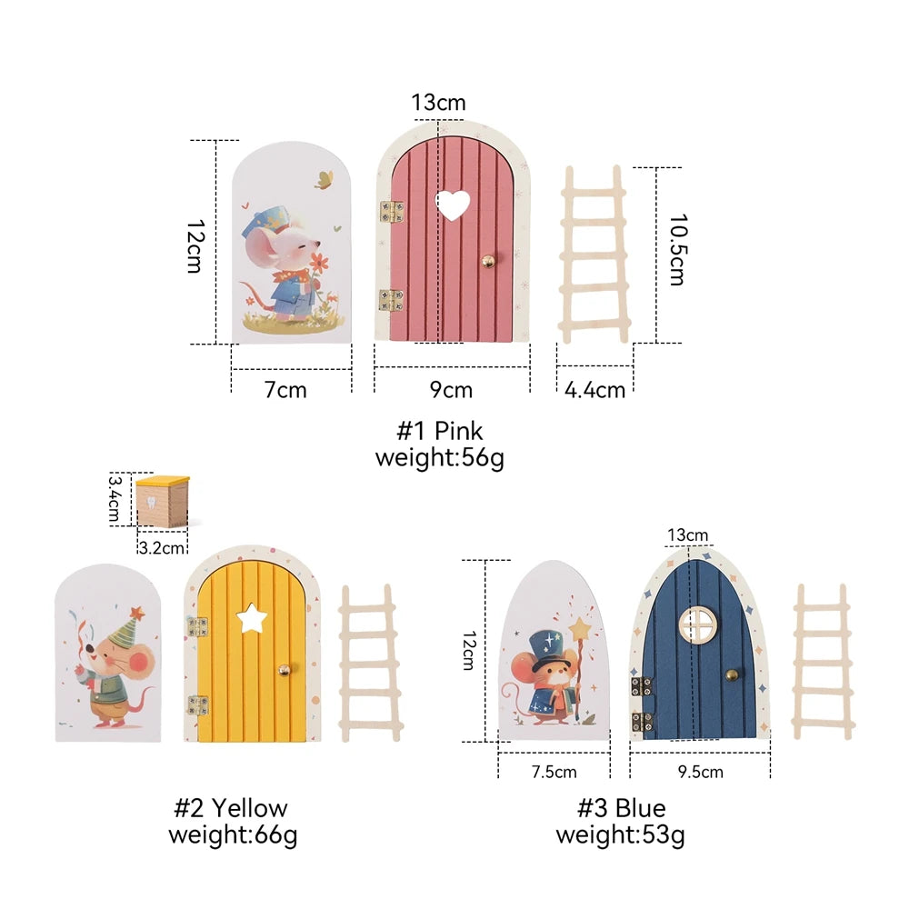 Dollhouse Mini Home Decorations Wood Fairy Elf Door Baby Room Wall Decoration Craft Ornaments Commemorative Tooth Box Baby Gift