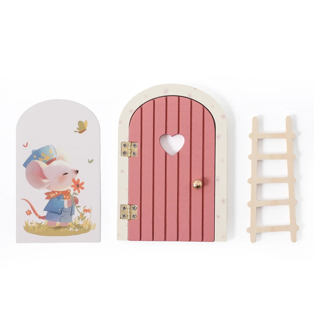 Dollhouse Mini Home Decorations Wood Fairy Elf Door Baby Room Wall Decoration Craft Ornaments Commemorative Tooth Box Baby Gift