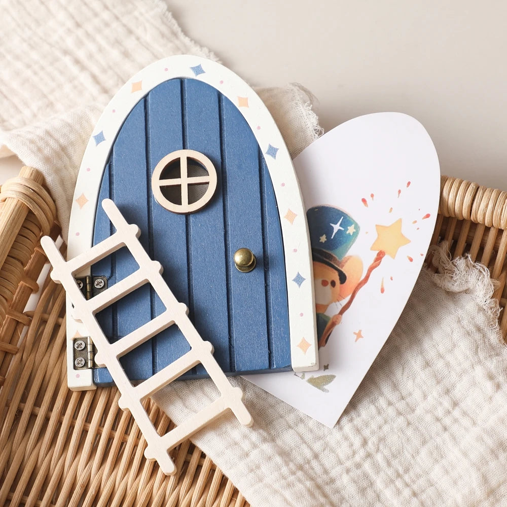 Dollhouse Mini Home Decorations Wood Fairy Elf Door Baby Room Wall Decoration Craft Ornaments Commemorative Tooth Box Baby Gift