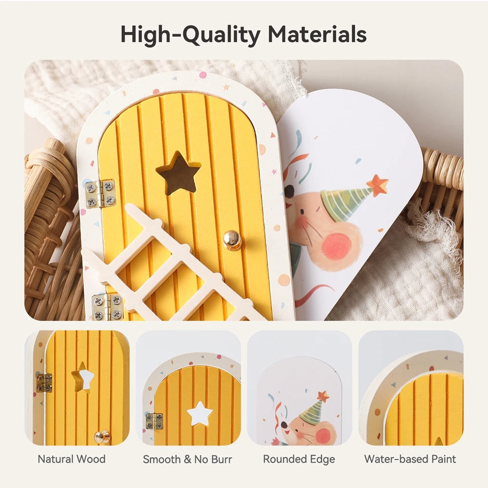 Dollhouse Mini Home Decorations Wood Fairy Elf Door Baby Room Wall Decoration Craft Ornaments Commemorative Tooth Box Baby Gift