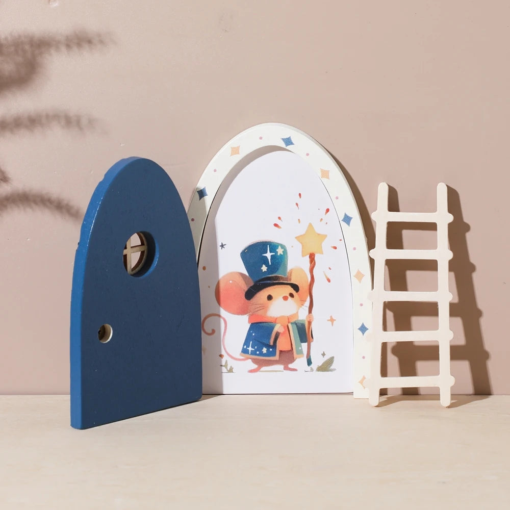 Dollhouse Mini Home Decorations Wood Fairy Elf Door Baby Room Wall Decoration Craft Ornaments Commemorative Tooth Box Baby Gift