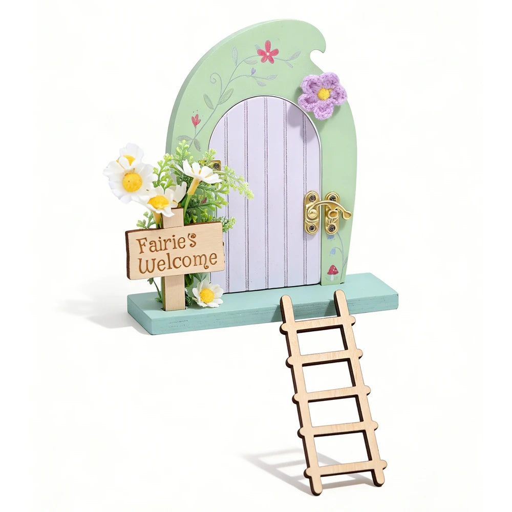 Dollhouse Mini Home Decorations Wood Fairy Elf Door Baby Room Wall Decoration Craft Ornaments Commemorative Tooth Box Baby Gift