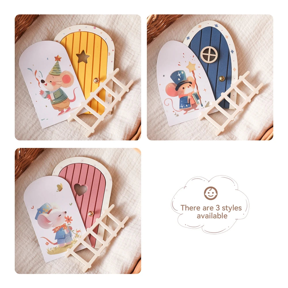 Dollhouse Mini Home Decorations Wood Fairy Elf Door Baby Room Wall Decoration Craft Ornaments Commemorative Tooth Box Baby Gift