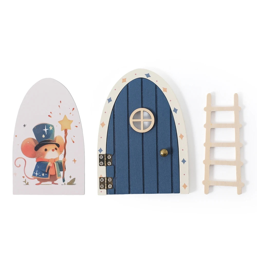 Dollhouse Mini Home Decorations Wood Fairy Elf Door Baby Room Wall Decoration Craft Ornaments Commemorative Tooth Box Baby Gift