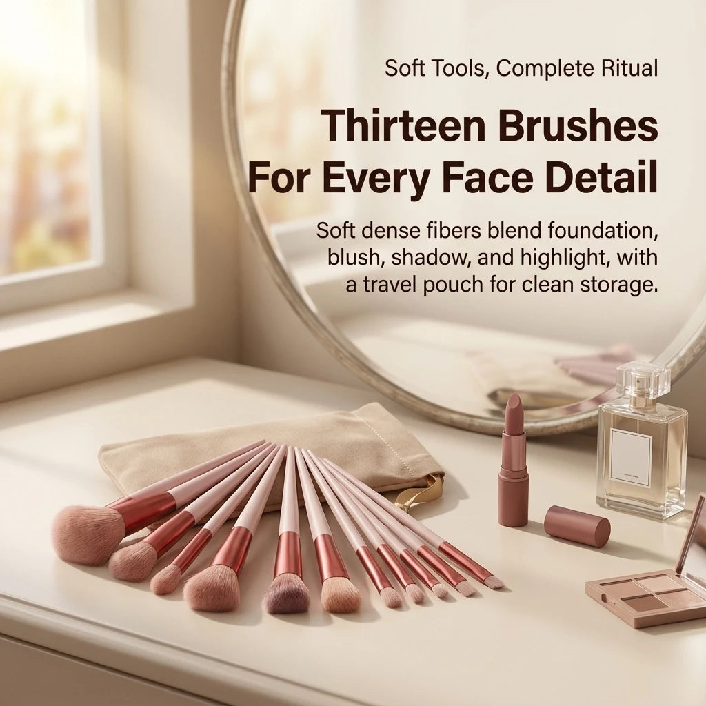 13 PCS Makeup Brushes Set Eye Shadow Foundation Women Cosmetic Brush Eyeshadow Blush Beauty Soft Make Up Tools Bag