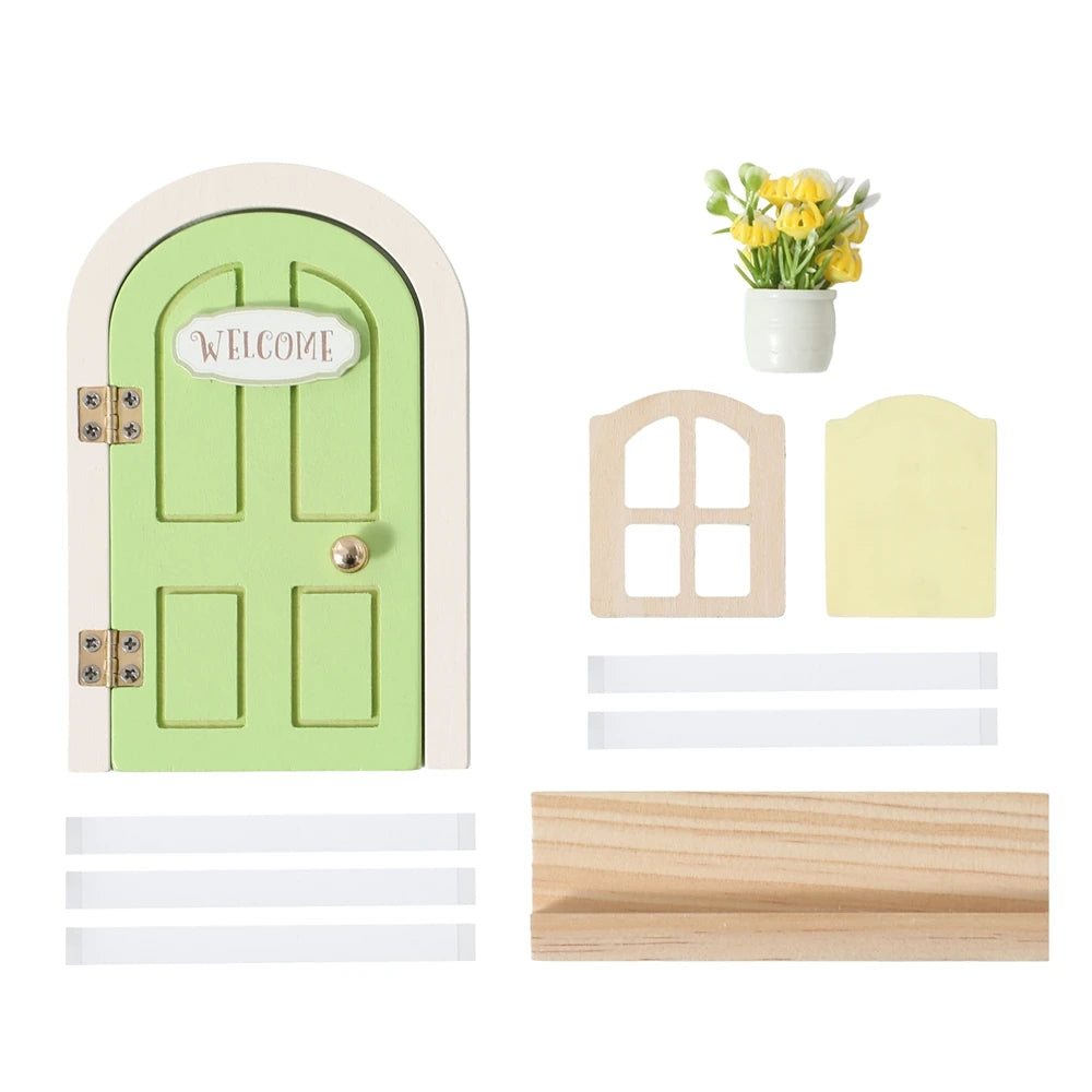 Dollhouse Mini Home Decorations Wood Fairy Elf Door Baby Room Wall Decoration Craft Ornaments Commemorative Tooth Box Baby Gift