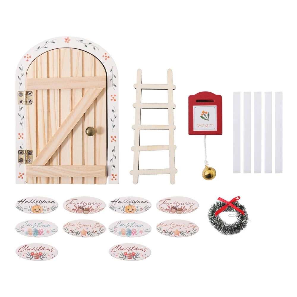 Dollhouse Mini Home Decorations Wood Fairy Elf Door Baby Room Wall Decoration Craft Ornaments Commemorative Tooth Box Baby Gift